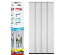tesa Insect Stop Lamella Curtain - Fly Curtain - 4-Piece Insect Screen Curtain - Mosquito Net for Doors - Without Drilling, with Hook & Loop Tape - 120 x 250 cm - Anthracite (Transparent)