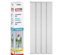 tesa Insect Stop Lamella Door STANDARD - 4-piece Fly Screen for Doors with Hook & Loop Tape - No Drill Fly Curtain - in White, 95 cm x 220 cm