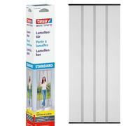 tesa Insect Stop Lamella Door STANDARD - 4-piece Fly Screen for Doors with Hook & Loop Tape - No Drill Fly Curtain - in Anthracite, 95 cm x 220 cm