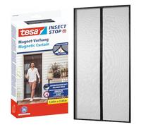 tesa Insect Stop Magnetic Curtain XL - 2,4 m x 1,2 m - Anthracite | Self-closing, magnetic insect curtain for balcony and patio doors - Easy drill-free installation