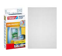 tesa Insect Stop SUN PROTECT Fly Screen Window - Insect Screen with Glare & Sun Protection - Fly Net Without Drilling - Anthracite, 130 cm x 150 cm