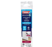 tesa INSULATION Door Brush Seal for Smooth floors - Self-adhesive door Seal to protect against draughts - White - with brush Seal up to 12 mm