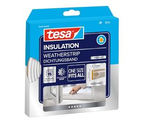tesa INSULATION Premium Sealing Tape - 6 m x 9 mm x 7 mm - Transparent | Self-Adhesive Silicone Sealant for Insulating Gaps in Windows and Doors - Protects against the Cold, Heat, Noise and Humidity