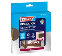 tesa INSULATION S Sealing Tape - 25 m x 9 mm x 4 mm - Brown | Self-Adhesive Rubber Seal for Insulating Gaps in Windows and Doors - Protection against the Cold, Heat, Noise and Humidity