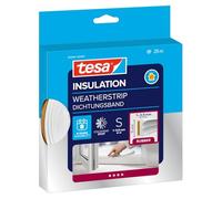 tesa INSULATION Weatherstrip Rubber S - Sealing Tape - Self-adhesive rubber Seal for Insulating gaps on windows and doors - White - 25 m x 9 mm x 4 mm