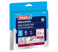 tesamoll D-Profile Draught Excluder Rubber Sealing Tape - Window Sealer Strip - 6 m x 9 mm x 7 mm - White