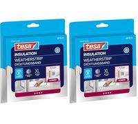 tesa Insulation Weatherstrip Rubber XL - Rubber Seal - Self-Adhesive Seal for Insulating Gaps on Windows and Doors - White - 6 m x 9 mm x 7 mm (Pack of 2)