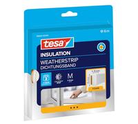 tesa INSULATION Weatherstrip - Sealing Tape M - Foam Seal for Insulating gaps in the home, Self-adhesive - White - 6 m x 15 mm x 5.5 mm