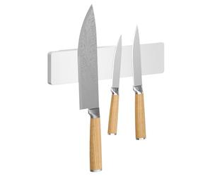 tesa Kitchen Accessory Magnetic Strip - Self-Adhesive Magnetic Knife Holder for Space-Saving Storage of Knives in The Kitchen, Drill-Free - Comes with Wall Mount Adapter - White