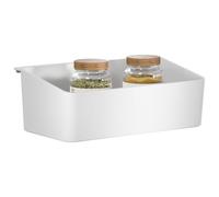 tesa Kitchen Accessory Organiser Box - Self-adhesive Box for Tidier Kitchens - Works as a Drill-free Kitchen Shelf for Storing Spices - Comes with Wall Mount Adapter - White