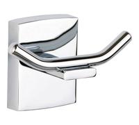 tesa KLAAM bathroom robe hook, chromed metal, self-adhesive, adhesive mounting technology, 61mm x 96mm x 47mm