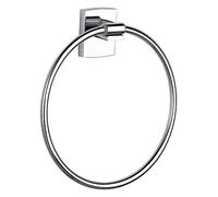 tesa KLAAM Hand Towel Ring - No Drill Oval Bath Towel Ring Made of Chrome-Plated Metal, Stainless - Waterproof - Includes Removable Adhesive Solution