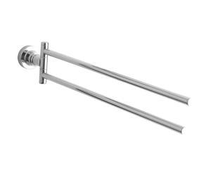 tesa LUUP Swing Arm Towel Bar - No Drill Two-Armed Towel Rail Chromed Metal and Stainless for The Bathroom with Swivelling Arms - Includes Removable Glue Solution