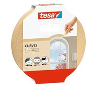 tesa Masking Tape Curves - Curved tape with extra strong crepe for masking curves and irregular shapes - for rough and smooth surfaces - 25 mx 25 mm
