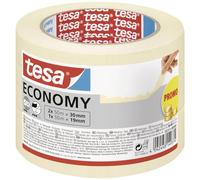 tesa Masking Tape ECONOMY EcoLogo - Painters Tape, 4 Days Residue-Free Removal, Without Solvent - Narrow, 2x 50m x 30 mm + 1x 50m x 19mm