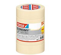 tesa Masking Tape ECONOMY EcoLogo - Painters Tape, 4 Days Residue-Free Removal, Without Solvent - Narrow, 5x 50 m x 30 mm