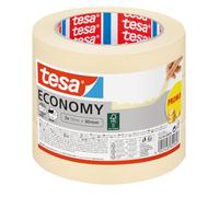 tesa Masking Tape Economy - Light Beige - Pack of 3-50 m x 30 mm | Solvent-free masking strips for everyday painting work - mixed-width set removable without residue for up to 4 days