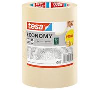 tesa Masking Tape Economy - Light Beige - Pack of 3-50 m x 50 mm | Versatile solvent-free decorating strips for painting work - removable without residue for up to 4 days