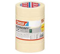 tesa Masking Tape Economy - Light Beige - Pack of 5-50 m x 30 mm | Versatile solvent-free decorating strips for painting work - removable without residue for up to 4 days