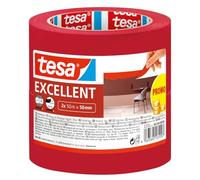 tesa Masking Tape Excellent - Painter's tape with thin paper backing for masking during painting work - for all paints, varnishes, and glazes - for indoor use - 2x 50 m x 50 mm