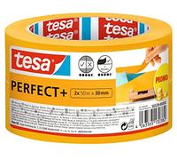 tesa Masking Tape PerfectPlus - Painter's Tape Made of Thin Washi Paper for Precise Masking During Painting Work - for Indoor use - 2X 50 m x 30 mm