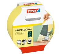 tesa Masking Tape Professional - Washi - Yellow - 1 Roll - 25 m x 38 mm | Extra-thin Japanese paper backing supports highly precise masking - suitable for painting indoors and outdoors