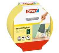 tesa Masking Tape Professional - Washi - Yellow - 1 Roll - 50 m x 30 mm | Extra-thin Japanese paper backing supports highly precise masking - suitable for painting indoors and outdoors
