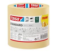 tesa Masking Tape Standard - Pack of 2 - Painter's tape with strong adhesion for masking during painting work - solvent-free - 2 x 50 m x 50 mm