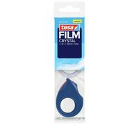 tesa Mini Dispenser - 2 tesafilm Crystal Rolls - 10m x 15mm - Red/Blue | Compact refillable handheld cutter for hands-free taping - includes 2 adhesive film rolls measuring 10 m x 15 mm