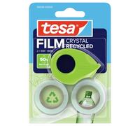 tesa MINI DISPENSER RECYCLED - Housing 100% recycled plastic from production residues - Adhesive tape dispenser with 2 rolls tesa tesafilm CRYSTAL RECYCLED 10 m x 19 mm