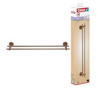 tesa® Moon Double Towel Rail in Brushed Bronze - self-Adhesive Towel Holder with 2 Rails - Made of PVD-Coated Metal - Drill-Free, incl. Adhesive Solution - 112 mm x 640 mm x 50 mm
