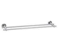 tesa MOON Double Towel Rail - Towel Bar - Chrome - 640 x 49 x 115 mm | Wall-mounted bath towel holder with 2 rails - Chrome-plated metal - Stainless and waterproof - Includes adhesive fixings