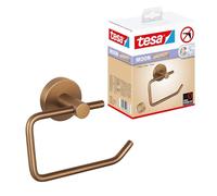 tesa Moon Porte Rouleau Papier Toilette en Bronze Brossé - Dérouleur Autocollant sans Couvercle en Métal, Revêtement PVD - sans Perçage, avec Solution Adhésive - 99 mm x 140 mm x 53 mm