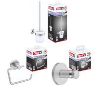 tesa MOON toilet set & toilet paper holder & towel hook, satin glass and chrome-plated stainless steel