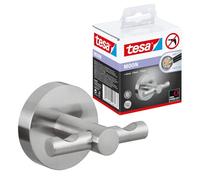 tesa MOON Towel Hook - Bathroom Robe Hanger - Chrome - 50 x 65 x 55 mm | Round wall-mounted hanger for towels and robes - Chrome-plated metal - Stainless and waterproof - Includes adhesive fixings