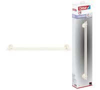 tesa MOON WHITE Double Towel Rail - 2-Rail Holder - 640 x 112 x 50 mm | Wall-mounted bath towel storage with 2 rails - Matt white powder-coated metal - No drilling - Includes adhesive fixings