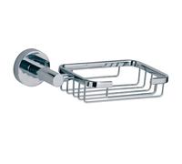 tesa Nie Wieder Bohren HM126 Hoom Soap Basket Solid Brass High-Gloss with Never Drill Again Special Attachment Technique - Chrome-Plated