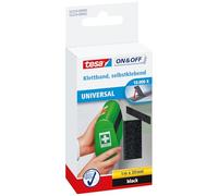 tesa On & Off General Purpose Stick on Tape - Self-Adhesive Hook & Loop Tape for Quick Fastening of Light Objects - Black, 2 cm x 100 cm