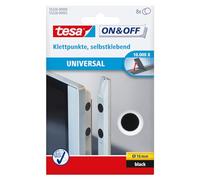 tesa® On & Off Hook and Loop Stick On Coins - Sticky Dots - Adhesive Dots for Attaching Light Objects - 16 mm - Pack of 8 - Black