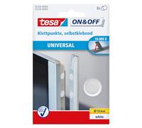 tesa® On & Off Hook and Loop Stick On Coins - Sticky Dots - Adhesive Dots for Attaching Light Objects - 16 mm - Pack of 8 - White