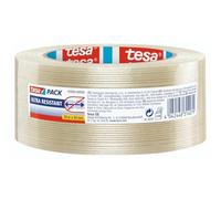 tesa PACK Mono-Filament Adhesive Packaging Tape - Highly Resistant Adhesive For Packaging Shipping Boxes and Heavy Cartons up to 30 kg - 50 m x 50 mm - Transparent
