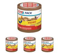 tesa Pack® - Universal Adhesive Tape for Packing, Sealing and Packaging - Made of PP - Tear and UV Resistant - 2 x 66 m x 50 mm - Brown (Pack of 4)