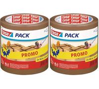 tesa Pack® - Universal Adhesive Tape for Packing, Sealing and Packaging - Made of PP - Tear and UV Resistant - 2 x 66 m x 50 mm - Brown (Pack of 2)