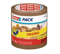 tesa Pack® - Universal Adhesive Tape for Packing, Sealing and Packaging - Made of PP - Tear and UV Resistant - 2 x 66 m x 50 mm - Brown
