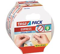 tesa Pack EXPRESS Packaging Tape - Hand Tearable Self-adhesive Roll for Fast Packaging of Parcels and Gifts - 50 m x 50 mm - Transparent