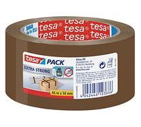 tesa Packing Tape Extra Strong PVC Packaging Tape for Heavy Parcels and Boxes, 66 m x 50 mm - Brown, 6 Rolls