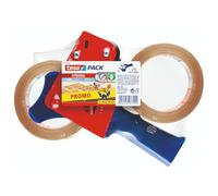 tesa Packing Tape Dispenser and tesapack Packaging Tape in a Set - 2x High-Quality Parcel Tape with 1x Dispenser - Transparent - 66 m x 50 mm