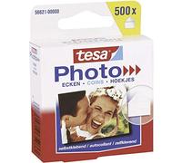 tesa Photo Corners - Big Pack of 500 - Transparent | Double-sided, self-adhesive photo corners with a strong hold - For permanently securing photos - Refill pack