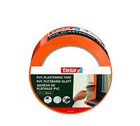 tesa Plastering Tape PVC - Plaster tape with reinforced PVC carrier material - to protect when plastering outdoors - temperature-resistant, tearable by hand - orange - 33 m x 50 mm