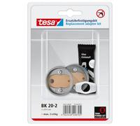 tesa Replacement Adapter Set BK20-2 - 2 x Self-Adhesive, Drill-free Adapter with Power.Kit Technology for Bathroom Accessories - With Copper Zamak Ring and Tube Glue - Ø 41 mm x 8 mm